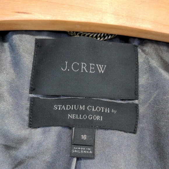 J. Crew Stadium Cloth by Nello Gori Women's Full Zip Coat Black 16 Wool Blend - Picture 10 of 14
